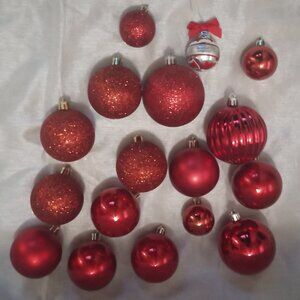 bundle red tree ornaments different textures & shapes Christmas in July event